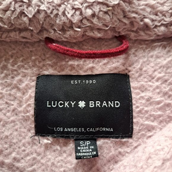 Lucky brand | Pink blocked color sherpa zip up turtleneck womens sweater - Picture 11 of 11